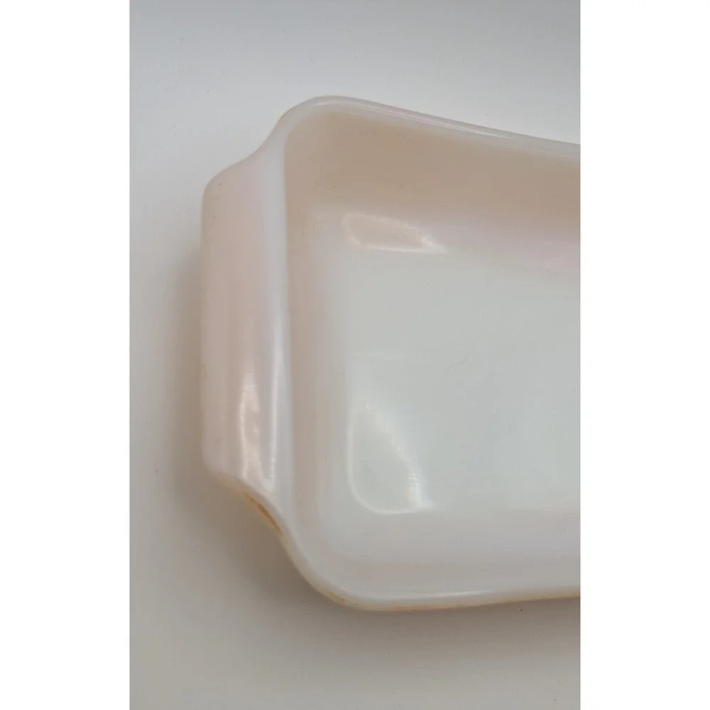 Vtg 1.5qt 432 Fire-King‎ Peach Luster Milk Glass Rectangular Baking Dish Anchor